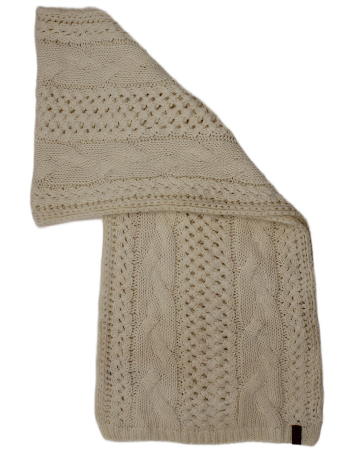 Superdry Womens Knit Rectangle Scarf One Size Off White Acrylic