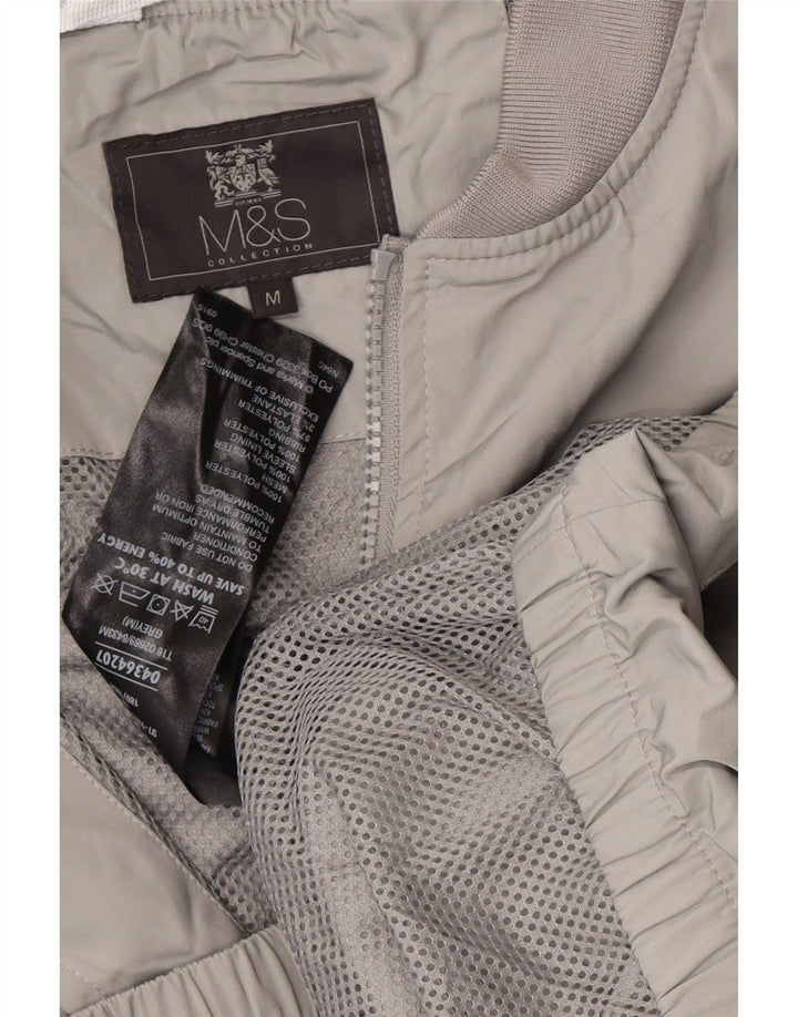 Marks & Spencer Mens Bomber Jacket UK 38 Medium Grey Polyester