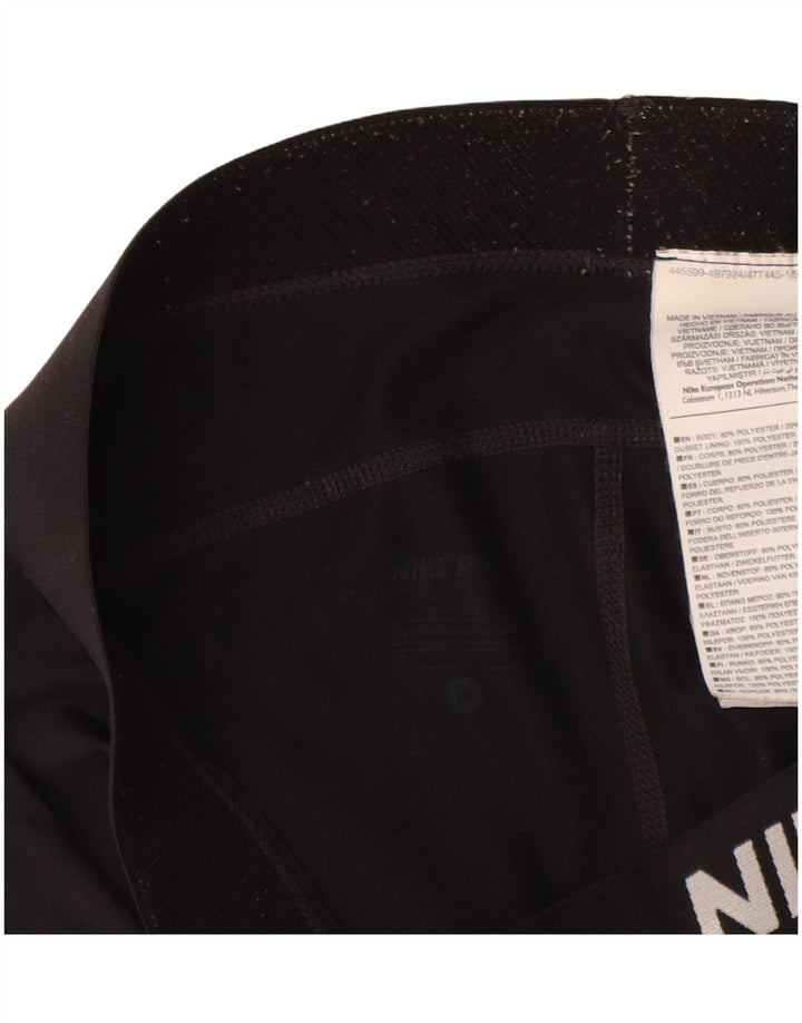 NIKE Womens Dri Fit Graphic Capri Leggings UK 12 Medium Black Polyester
