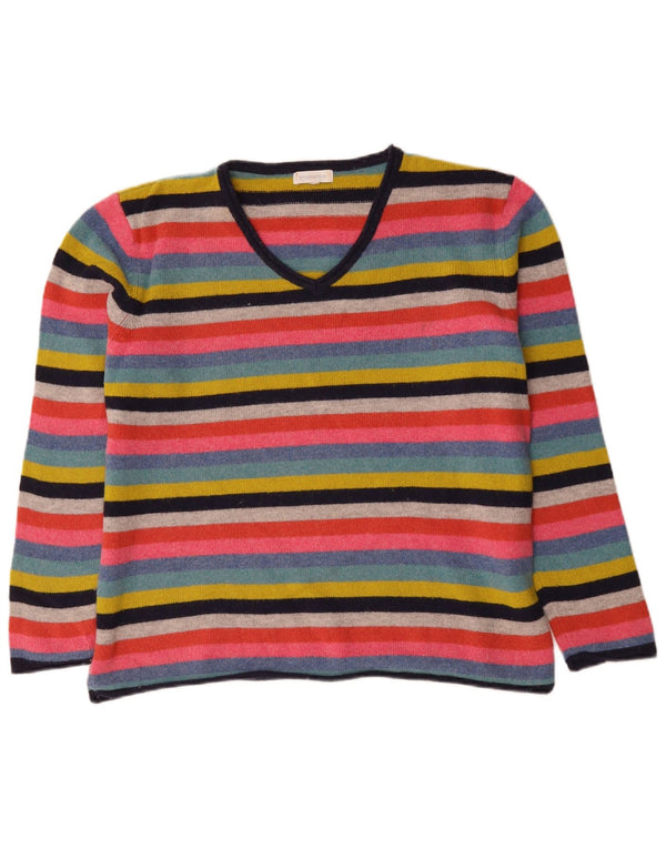 Brookshire Womens V-Neck Jumper Sweater UK 18 XL Multicoloured Striped