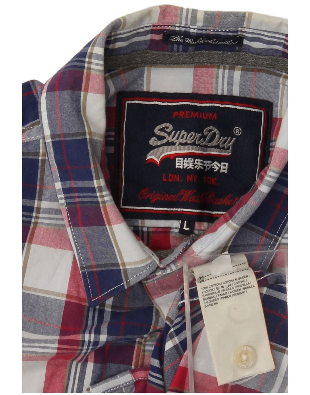 SUPERDRY Mens Short Sleeve Shirt Large Multicoloured Check Cotton