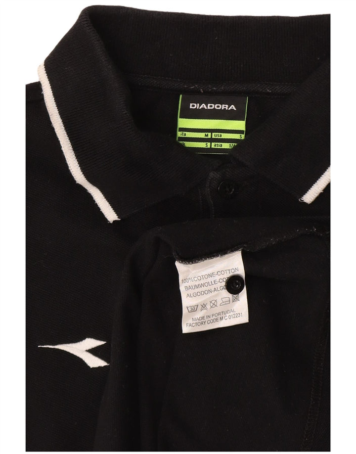 DIADORA Mens Italia Graphic Polo Shirt Medium Black Cotton