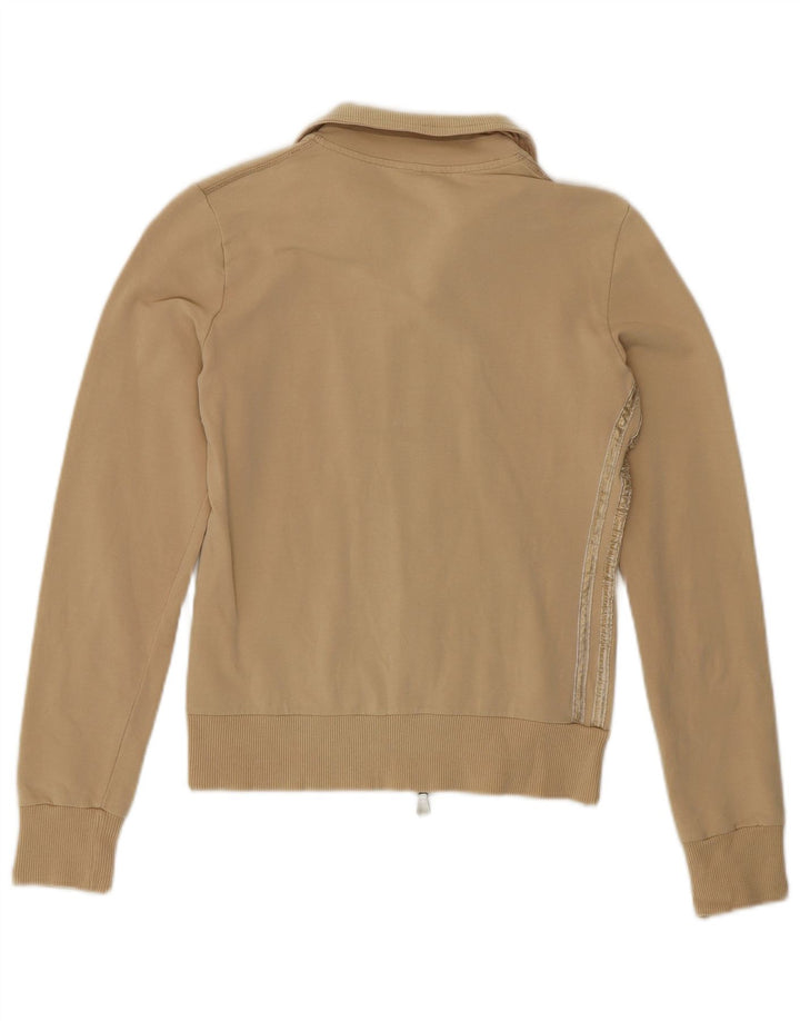 Adidas Womens Tracksuit Top Jacket UK 10 Small Beige