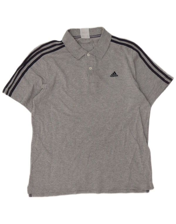 ADIDAS Mens Polo Shirt Medium Grey Cotton