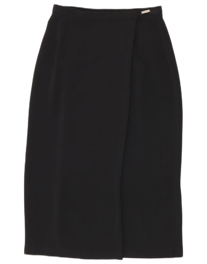 Marks & Spencer Womens Wrap Skirt UK 12 Medium W28 Black Polyester