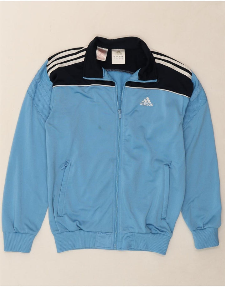 ADIDAS Boys Tracksuit Top Jacket 13-14 Years Blue Colourblock Polyester Vintage Adidas and Second-Hand Adidas from Messina Hembry 