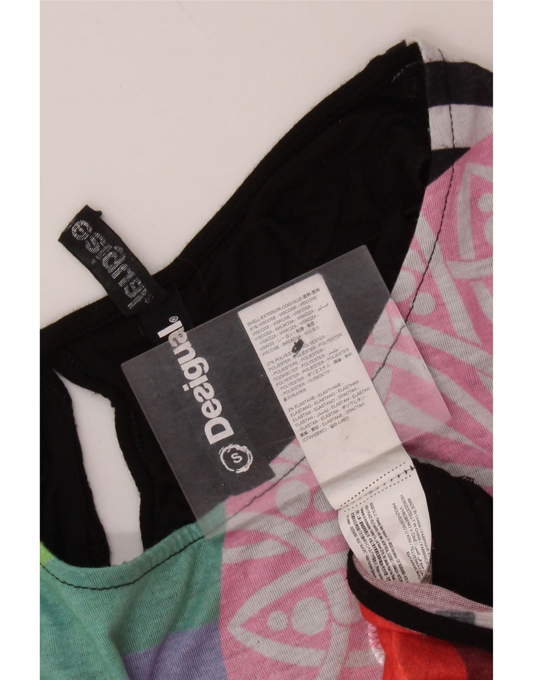 Desigual Womens Oversized Graphic T-Shirt Top UK 10 Small Black Viscose