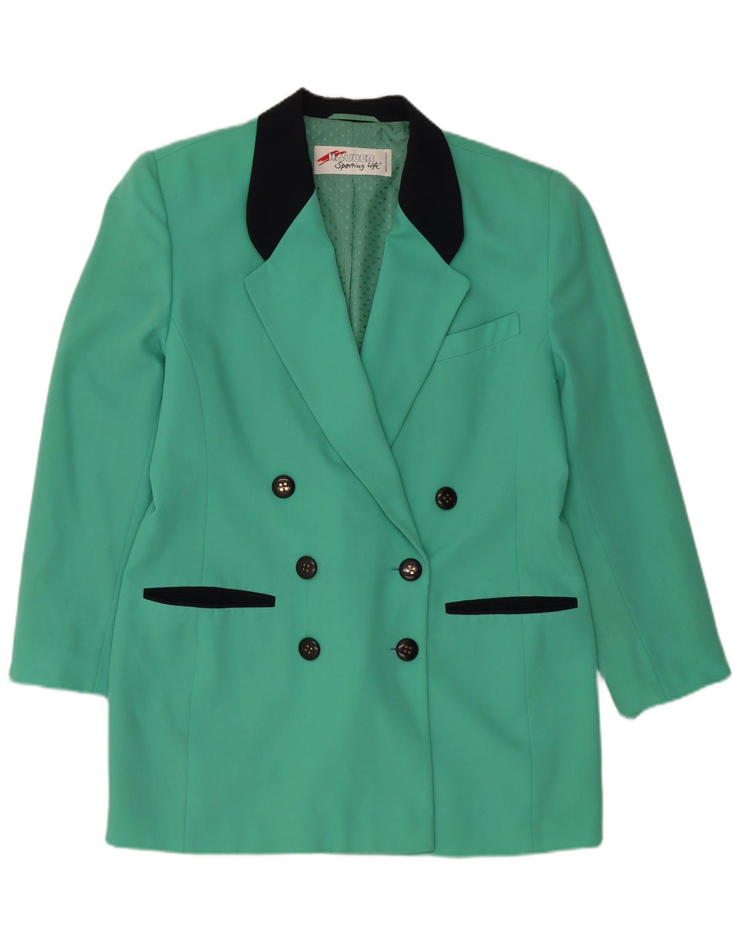 HAUBER Womens Double Breasted Blazer Jacket UK 16 Large Turquoise