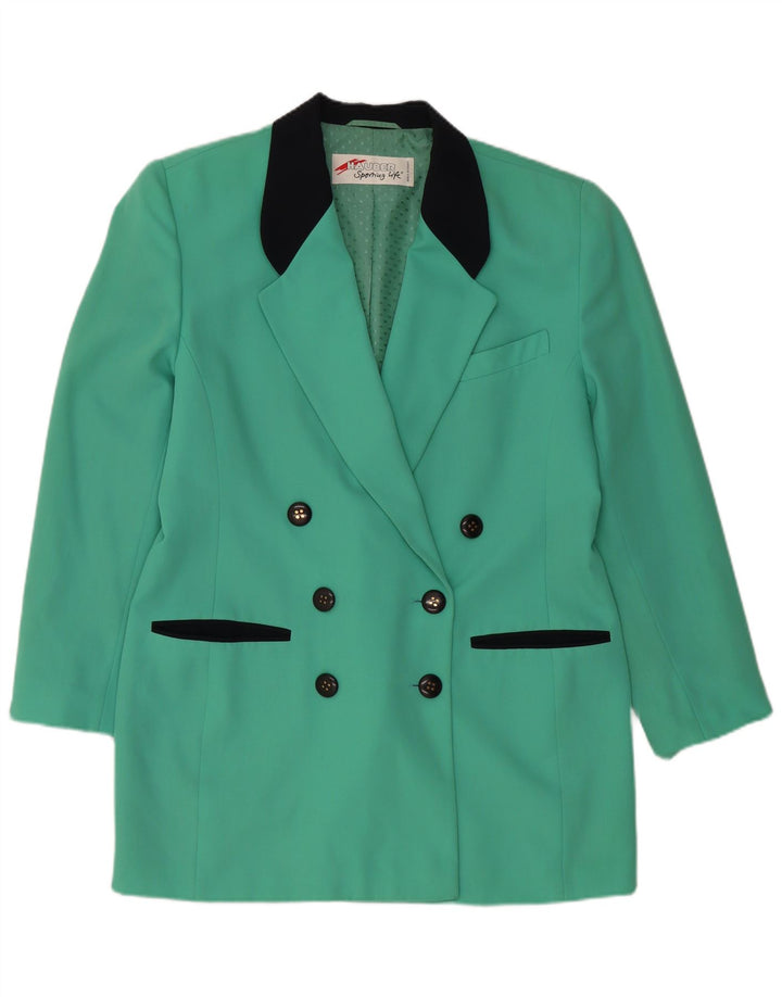 HAUBER Womens Double Breasted Blazer Jacket UK 16 Large Turquoise