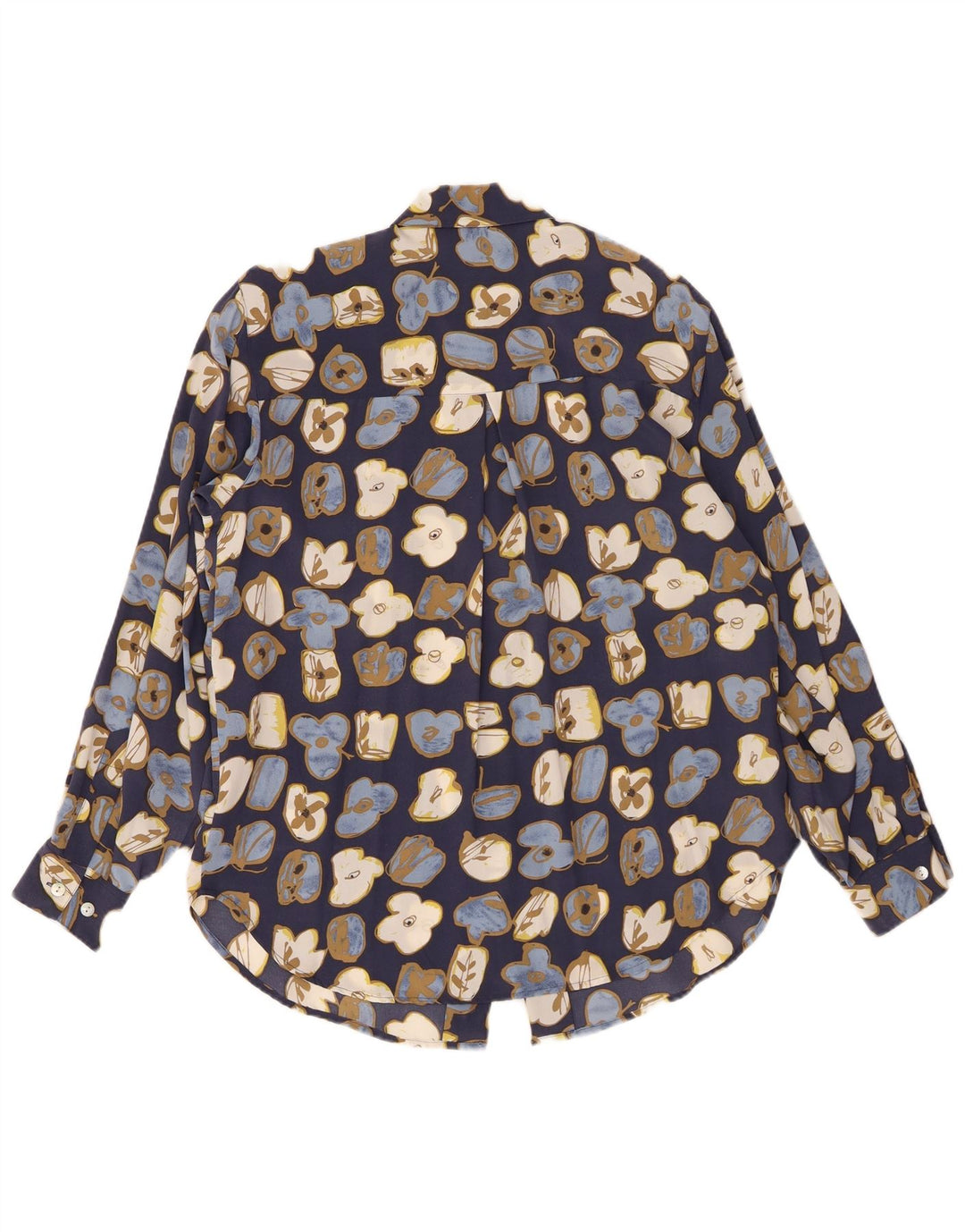 PETER HAHN Womens Carrot Shirt Blouse UK 12 Medium Blue Floral Silk