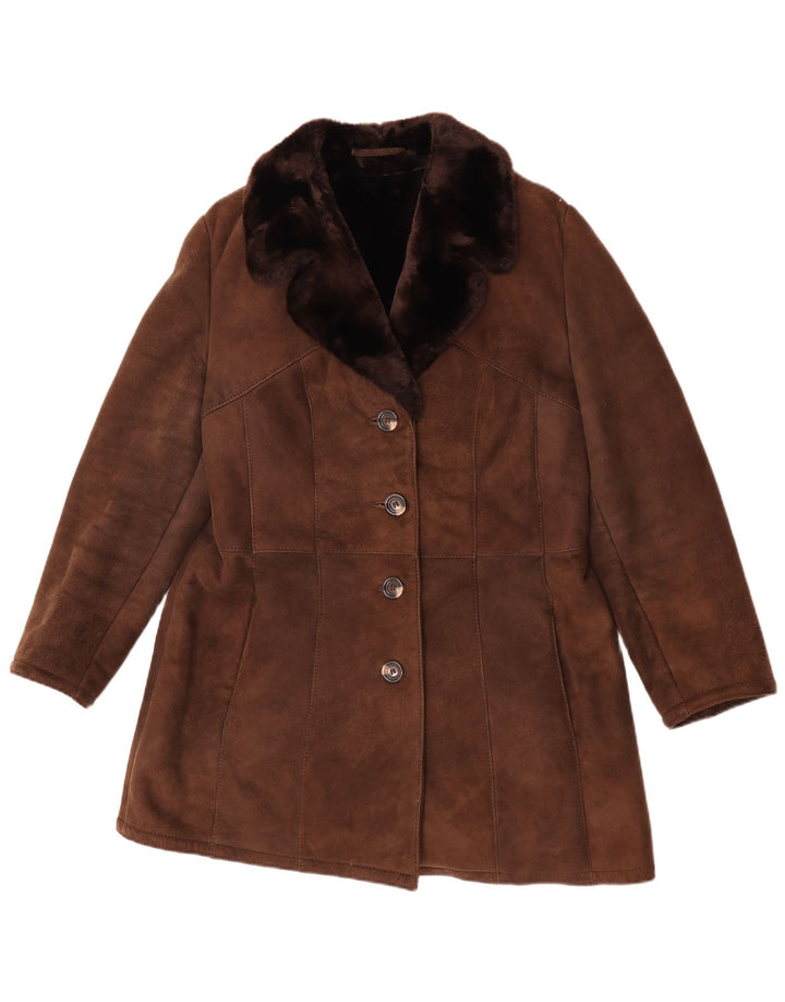 BWS Womens Shearling Coat EU 44 XL Brown