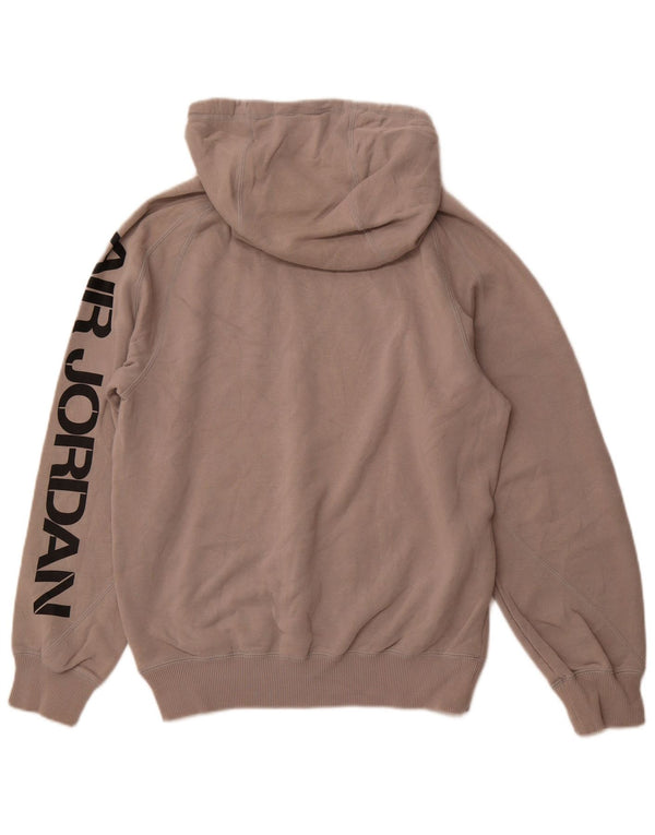 JORDAN Mens Graphic Hoodie Jumper Small Grey Cotton