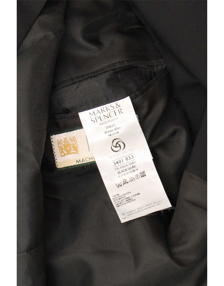 Marks & Spencer Mens Double Breasted Blazer Jacket UK 42 Large Black