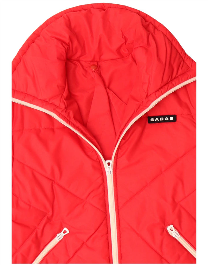 VINTAGE Womens Hooded Padded Jacket UK 16 Large Red Polyamide