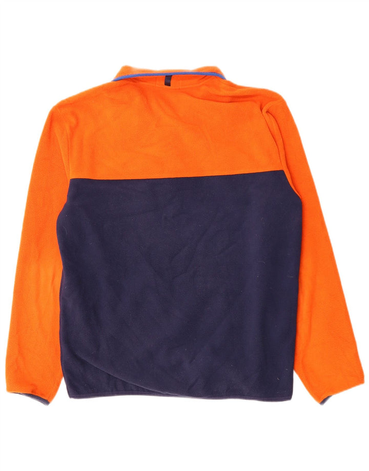 POLO RALPH LAUREN Mens Button Neck Fleece Jumper Small Orange Colourblock