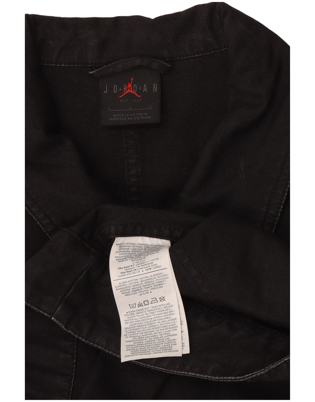 Jordan Mens Denim Jacket UK 40 Large Black Cotton