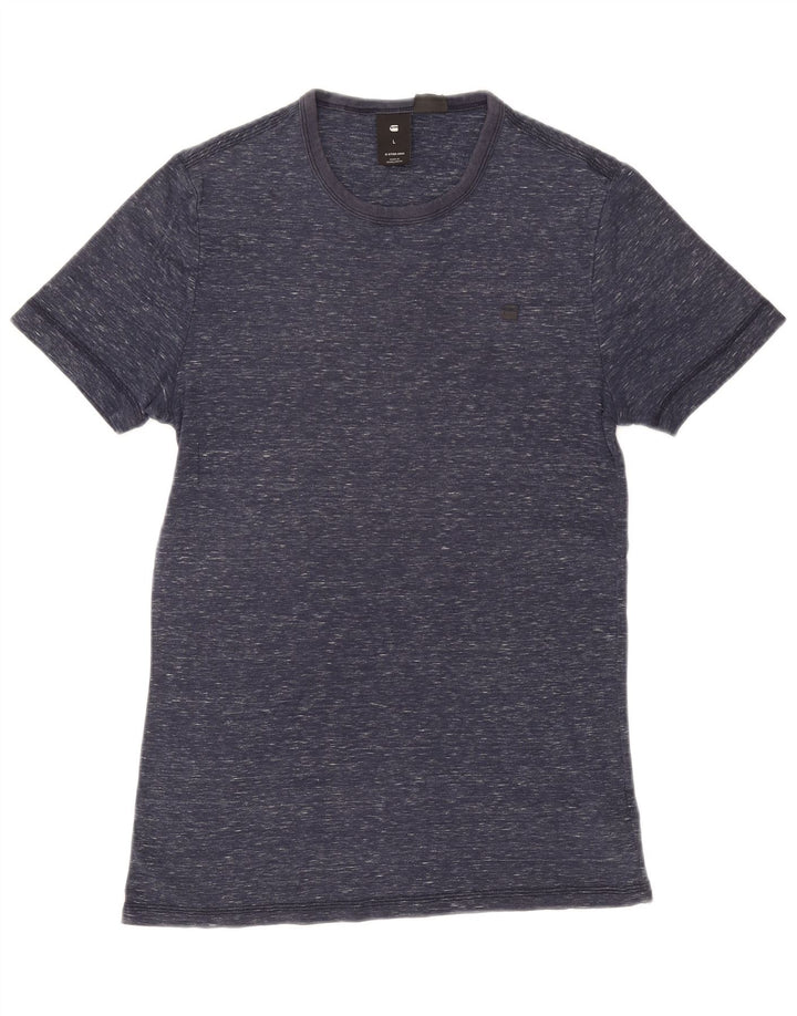 G-STAR Mens T-Shirt Top Large Navy Blue Flecked