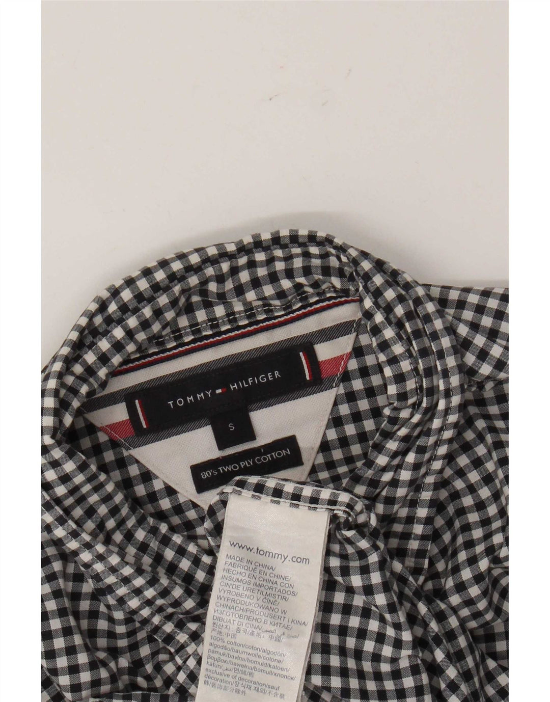 Tommy Hilfiger Mens Shirt Small Black Gingham Cotton