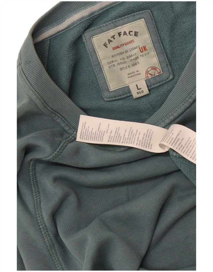 Fat Face Mens Graphic Sweatshirt Jumper Large Green Cotton