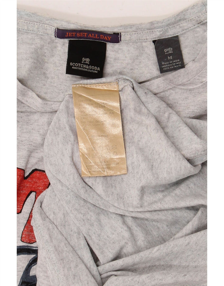 SCOTCH & SODA Mens Graphic T-Shirt Top Medium Grey Cotton