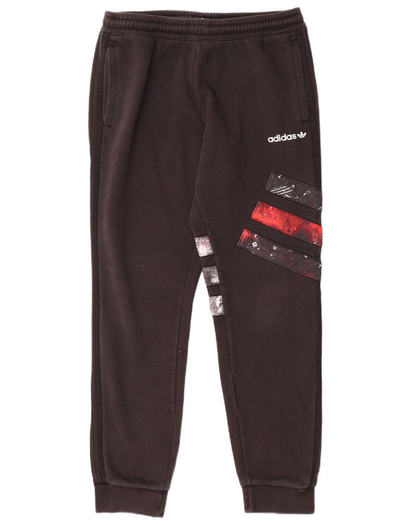 ADIDAS Mens Tracksuit Trousers Joggers Large Black Colourblock Cotton