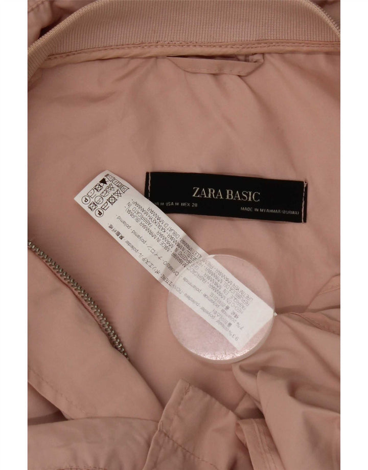 Zara Womens Hooded Rain Jacket UK 14 Medium Pink Polyester