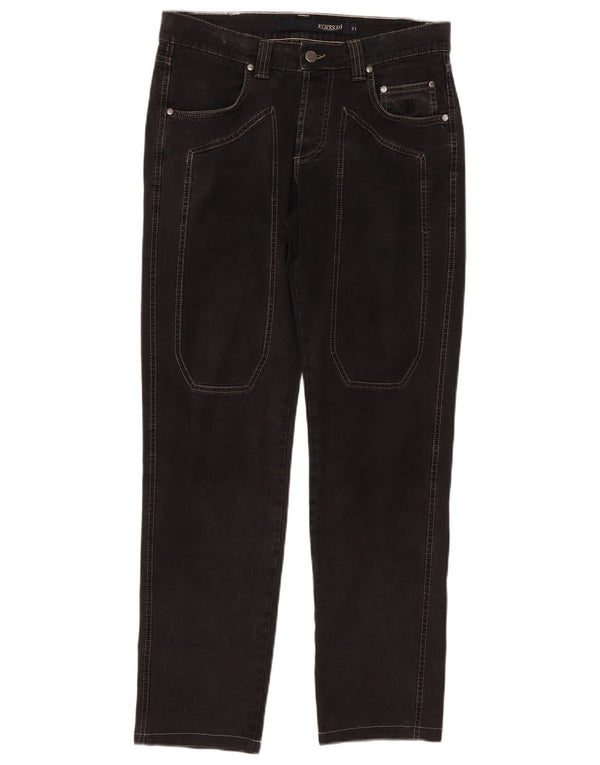 Jeckerson Mens Straight Casual Trousers W31 L30 Black Cotton