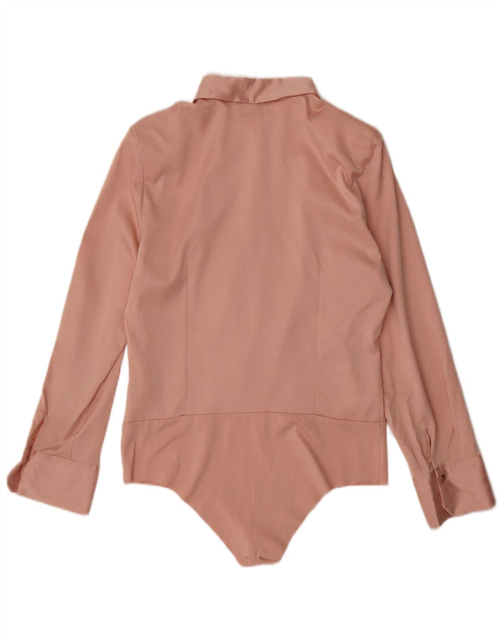 Zara Womens Shirt Bodysuit UK 14 Large Pink Polyester