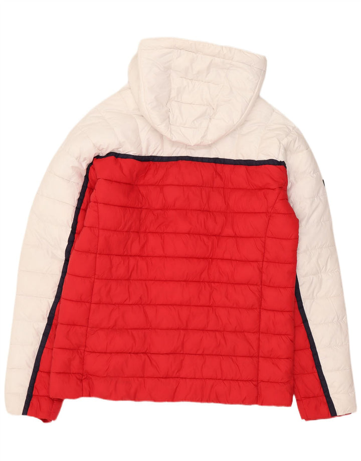 Superdry Mens Hooded Padded Jacket UK 40 Large White Colourblock Polyester