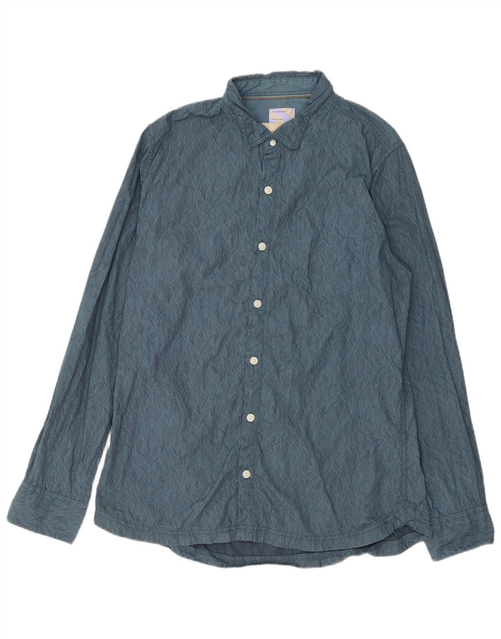 FAT FACE Mens Abstract Pattern Shirt Large Blue