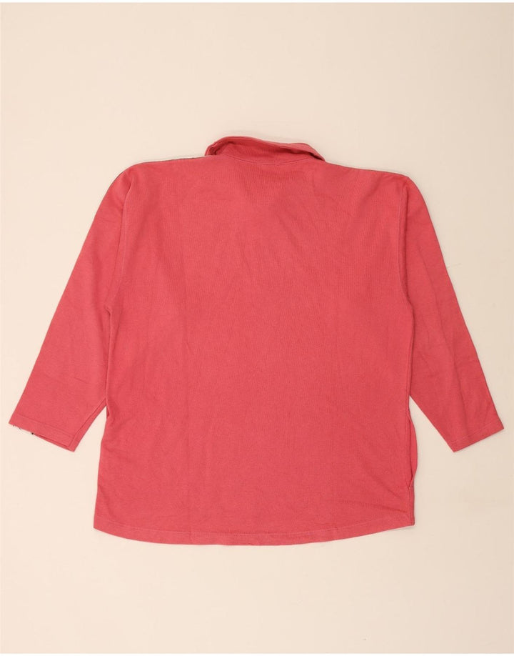 ASICS Mens Graphic Zip Neck Sweatshirt Jumper Large Pink Cotton