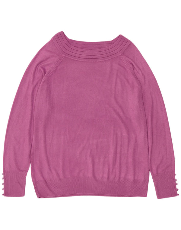 Marks & Spencer Womens Boat Neck Jumper Sweater UK 22 2XL Purple Acrylic
