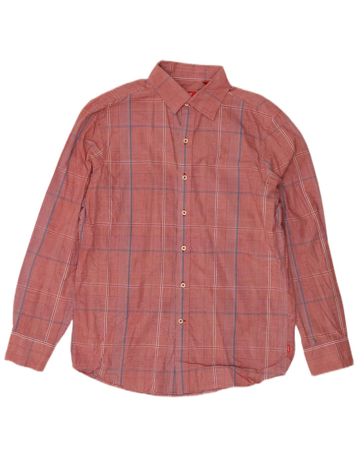 Izod Mens Slim Fit Shirt Medium Red Check Cotton
