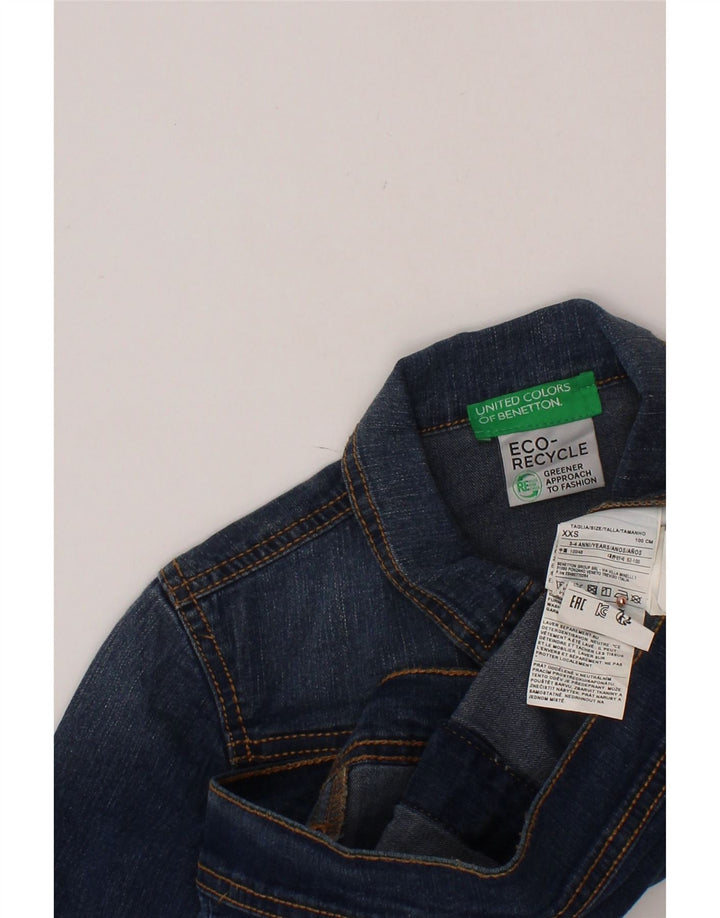 BENETTON Boys Denim Jacket 3-4 Years 2XS Blue Cotton