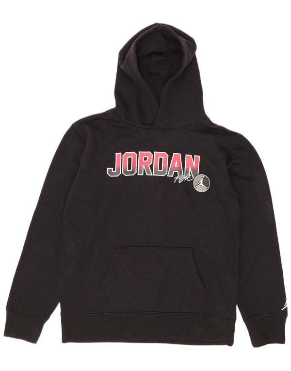 Jordan Boys Graphic Hoodie Jumper 12-13 Years Large Black Cotton
