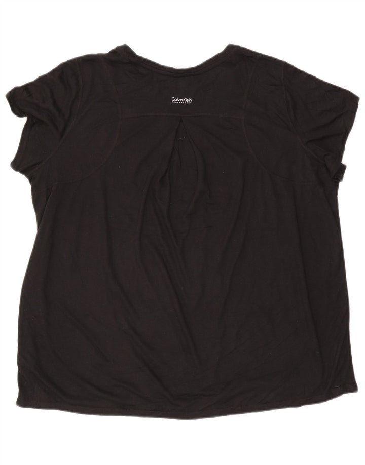 CALVIN KLEIN Womens T-Shirt Top UK 20 2XL Black Polyester
