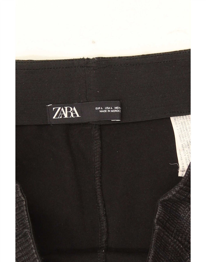Zara Womens Slim Cropped Trousers Large W32 L26 Grey Houndstooth Polyester