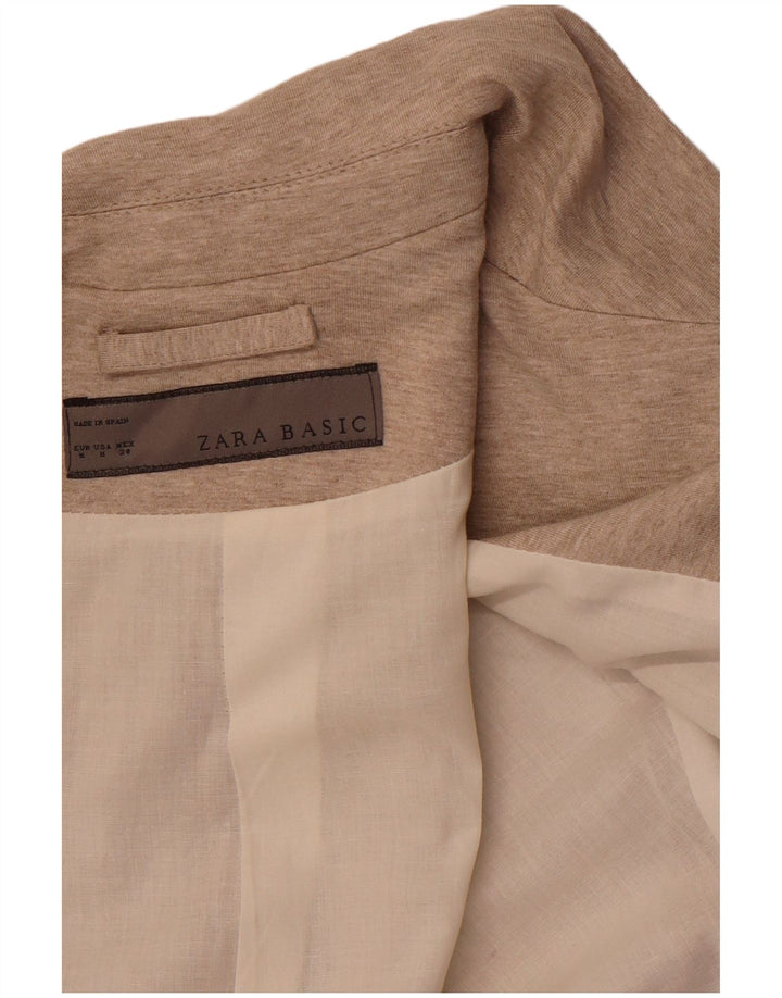 ZARA Womens 1 Button Blazer Jacket UK 12 Medium Brown