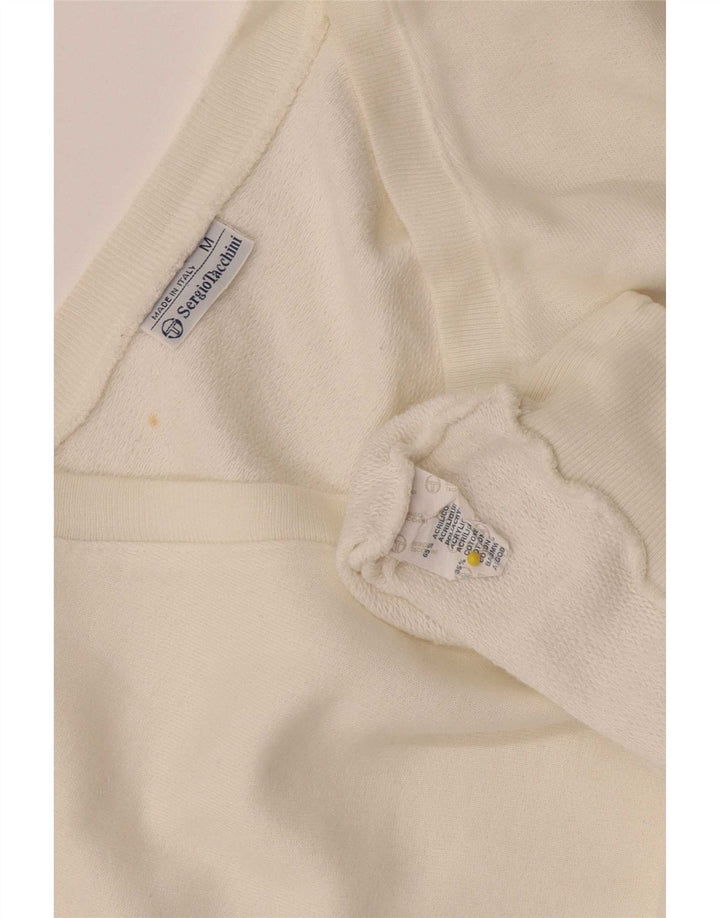 Sergio Tacchini Mens Sleeveless Sweatshirt Jumper Medium White Acrylic