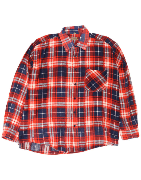 Vintage Mens Flannel Shirt XL Red Check Cotton