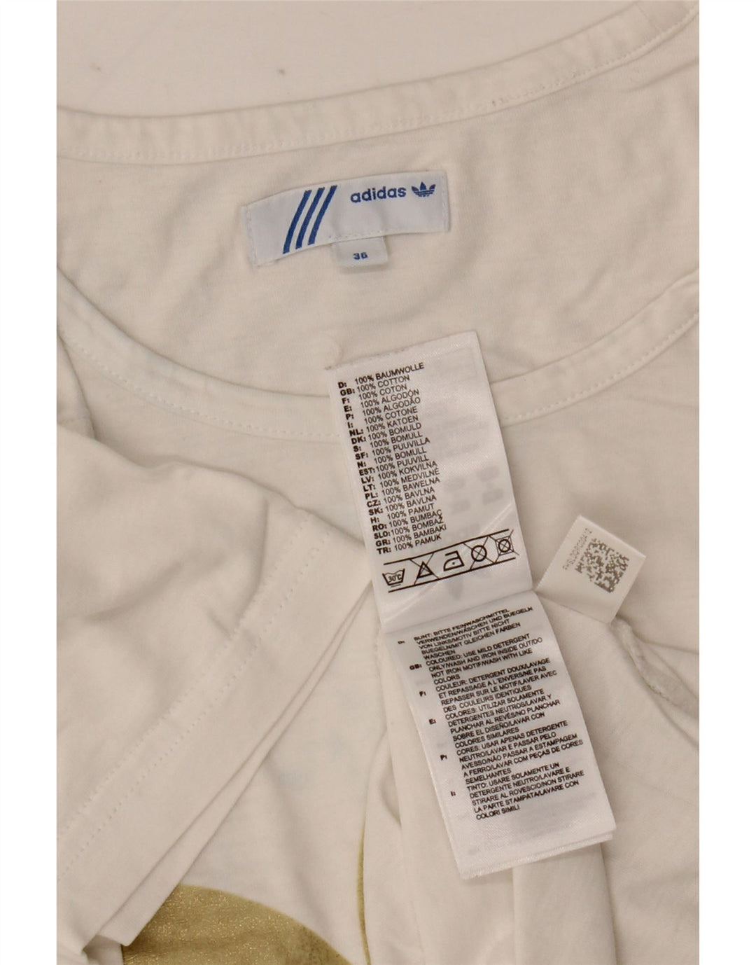 Adidas Womens Graphic T-Shirt Top EU 36 Small White Cotton