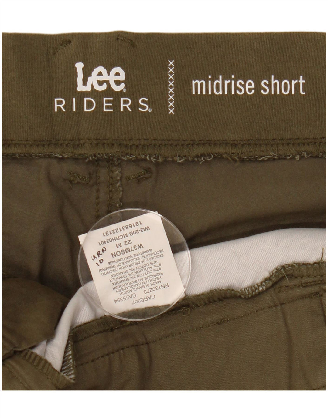 LEE Womens Riders Mid Rise Chino Shorts US 22 3XL W44 Khaki Cotton