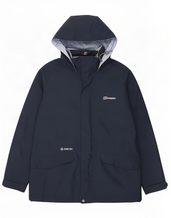Berghaus Womens Hooded Rain Jacket UK 14 Large Navy Blue Polyester