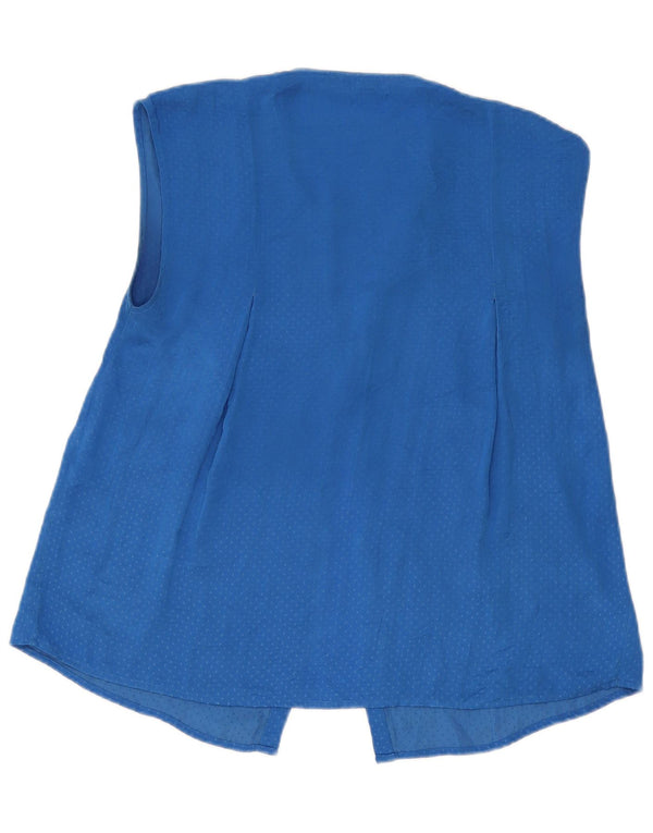 ZARA Womens Sleeveless Shirt Blouse UK 10 Small Blue Spotted