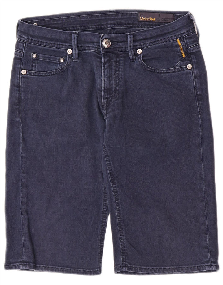 Meltin' Pot Mens Denim Shorts W31 Medium Navy Blue Cotton