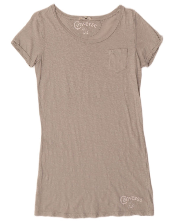 CONVERSE Womens Graphic T-Shirt Dress UK 18 XL Grey Cotton