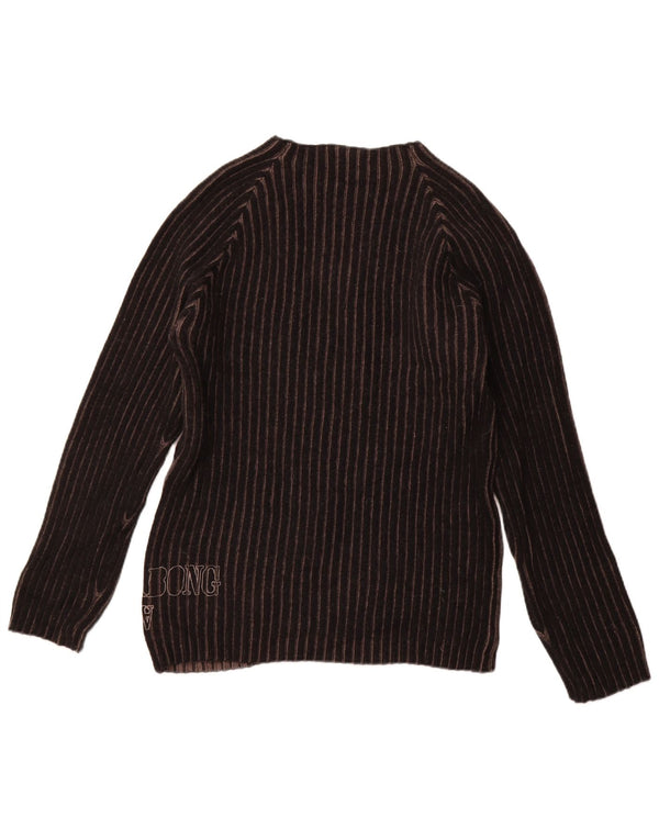 Billabong Womens Boat Neck Jumper Sweater UK 18 XL Black Striped Lambswool