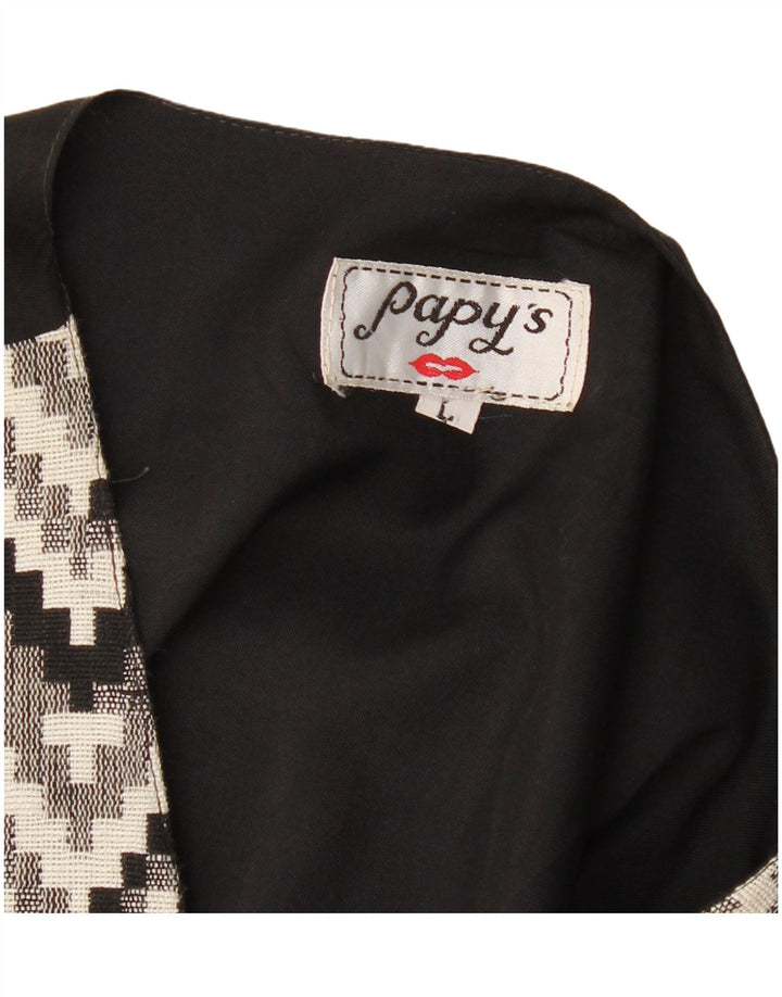 Vintage Mens Waistcoat Large Black Geometric