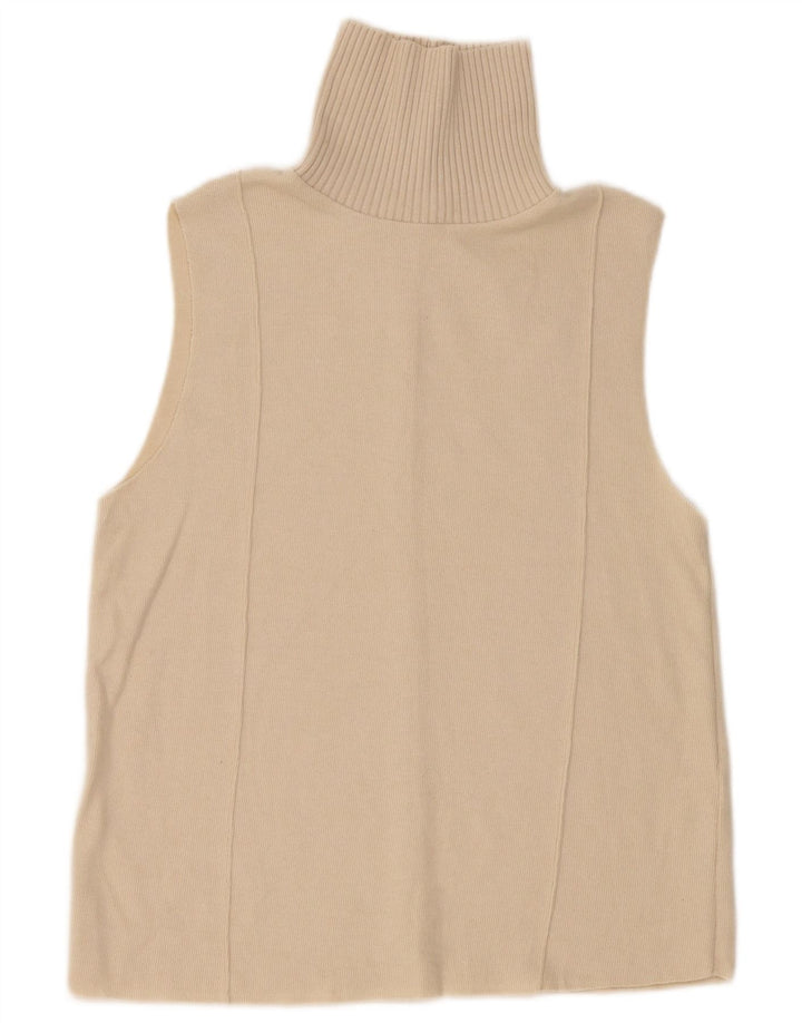 Zara Womens Vest Tank Top UK 14 Medium Beige Polyester