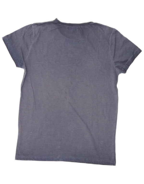 Gaudi Womens Graphic T-Shirt Top UK 10 Small Blue Cotton